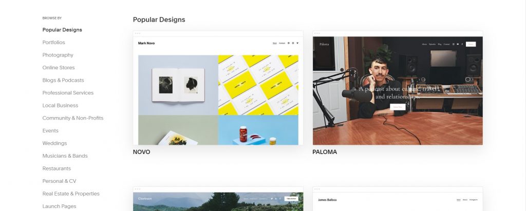 Squarespace Template Gallery