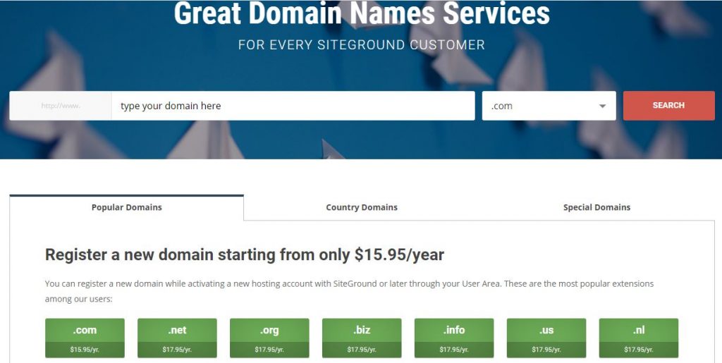 Domain Search with SiteGround