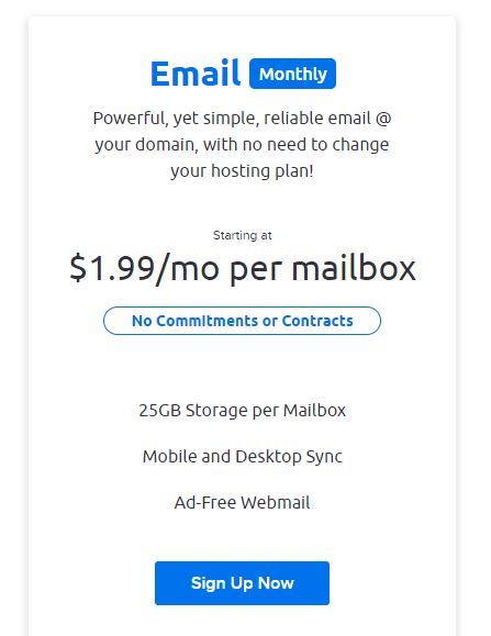 Email hosting pricing