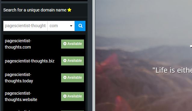 Site123 domain search tool