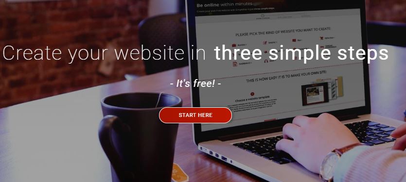 SimpleSite Website creation start button