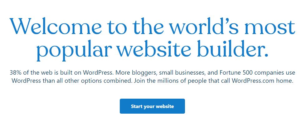 WordPress Website Builder Start Your Website Button