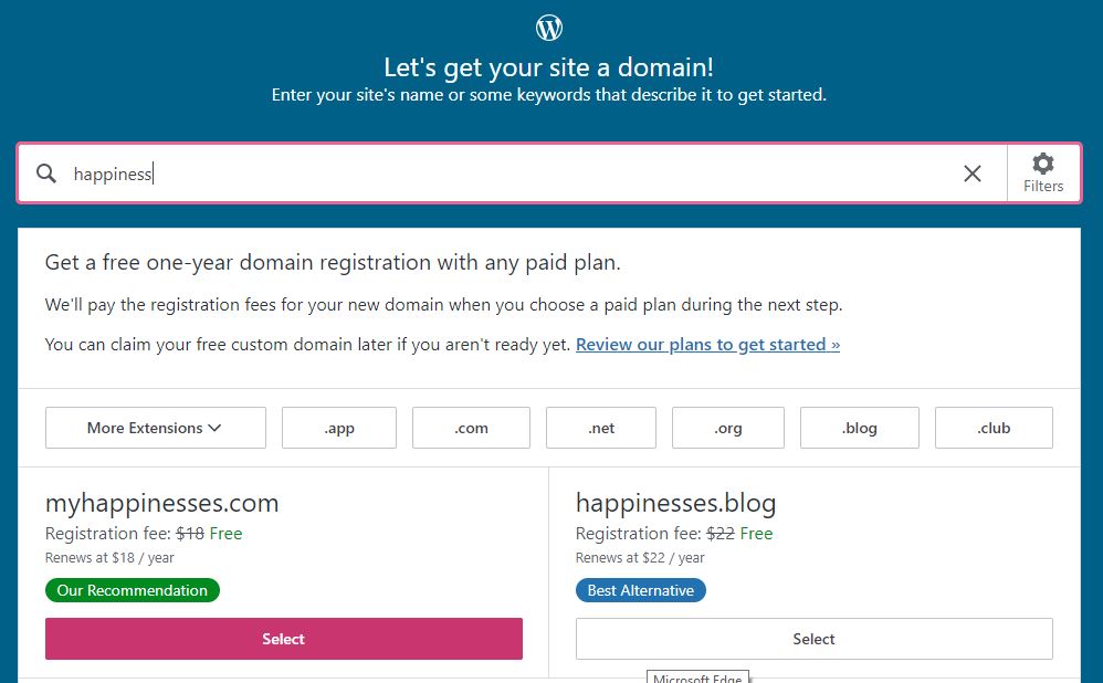 Wordpress Site Builder Domain Tool